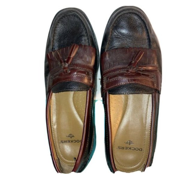 Men’s Dockers Leather Loafers with Tassels Black and Brown Two-Tone Size 11 main image 4